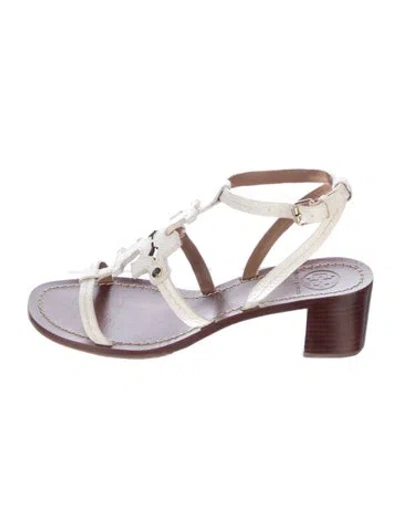 Pre-owned Tory Burch Leather Gladiator Sandals In Purple