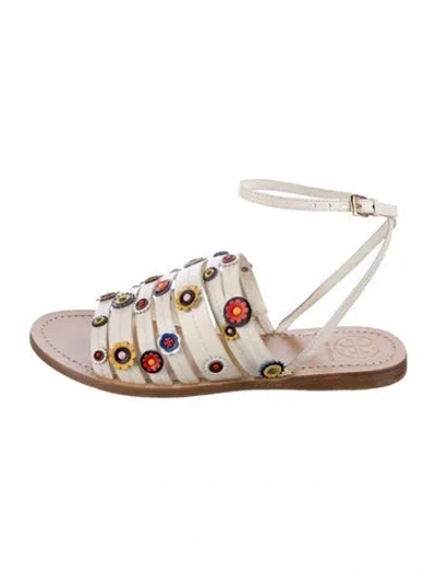 Pre-owned Tory Burch Leather Gladiator Sandals In Yellow