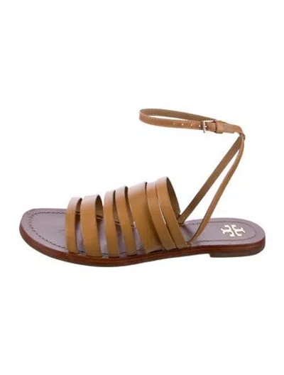 Pre-owned Tory Burch Leather Gladiator Sandals In Yellow