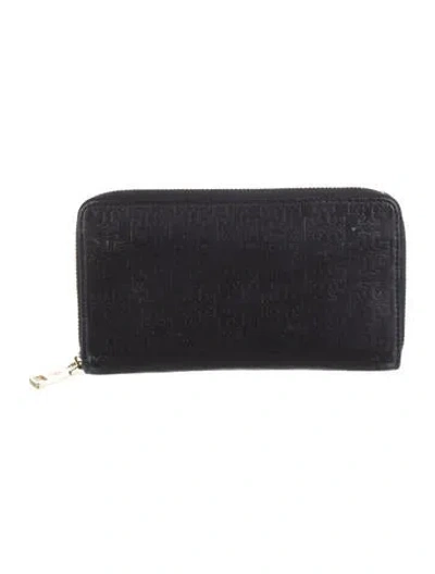 Pre-owned Tory Burch Leather Graphic Print Continental Wallet In Black