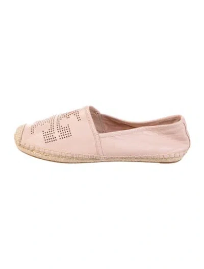 Pre-owned Tory Burch Leather Graphic Print Espadrilles In Pink