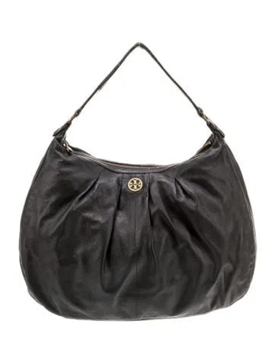 Pre-owned Tory Burch Leather Hobo In Black
