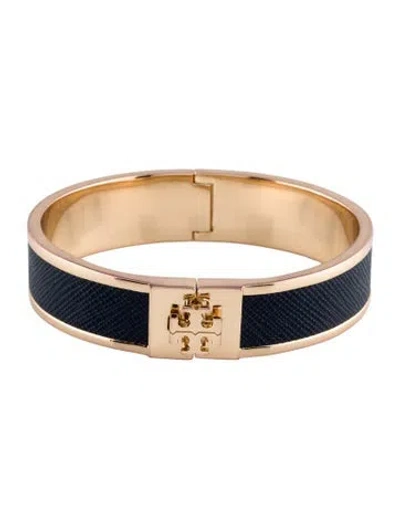 Pre-owned Tory Burch Leather Inlay Bangle Bracelet, 6.5" In Multi