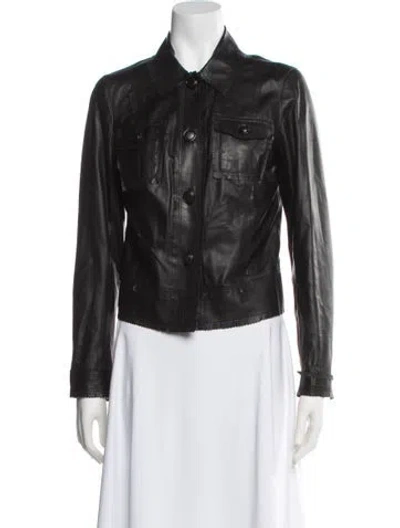 Pre-owned Tory Burch Leather Jacket In Black
