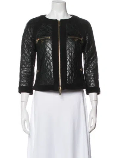 Pre-owned Tory Burch Leather Jacket In Black