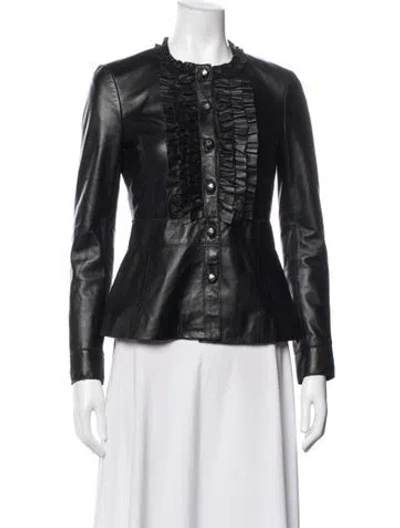 Pre-owned Tory Burch Leather Jacket In Black