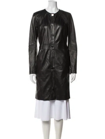 Pre-owned Tory Burch Leather Jacket In Black