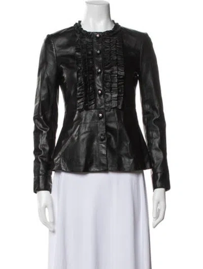 Pre-owned Tory Burch Leather Jacket In Black