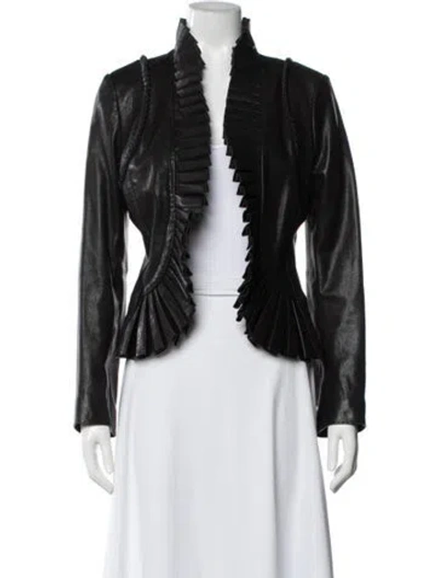 Pre-owned Tory Burch Leather Jacket In Black