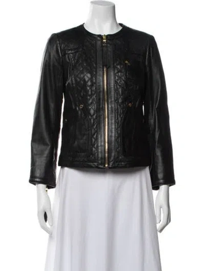 Pre-owned Tory Burch Leather Jacket In Black