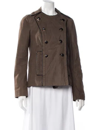 Pre-owned Tory Burch Leather Jacket In Brown