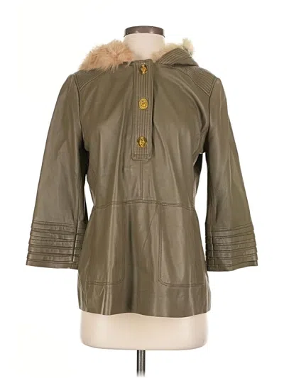 Pre-owned Tory Burch Leather Jacket In Green