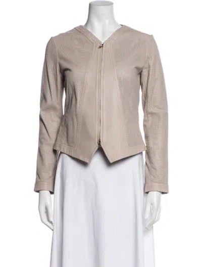 Pre-owned Tory Burch Leather Jacket In Neutral