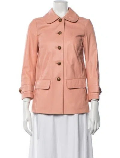 Pre-owned Tory Burch Leather Jacket In Pink
