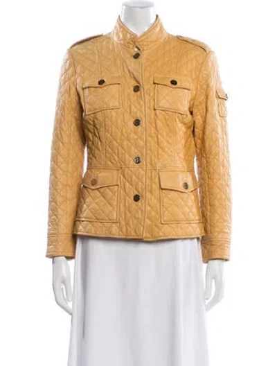 Pre-owned Tory Burch Leather Jacket In Yellow