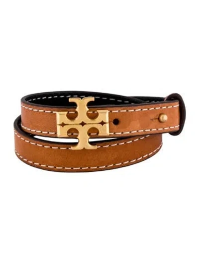 Pre-owned Tory Burch Leather Kira Double Wrap Bracelet In Multi