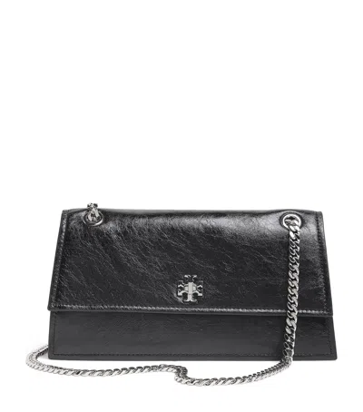 Tory Burch Leather Kira Turnlock Shoulder Bag In Black