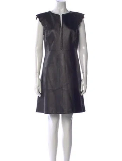 Pre-owned Tory Burch Leather Knee-length Dress In Black