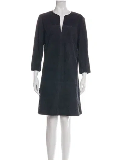 Pre-owned Tory Burch Leather Knee-length Dress W/ Tags In Blue