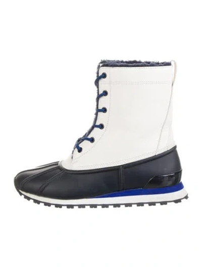 Pre-owned Tory Burch Leather Lace-up Boots In Blue