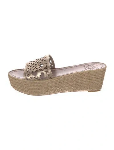 Pre-owned Tory Burch Leather Lasercut Accents Espadrilles