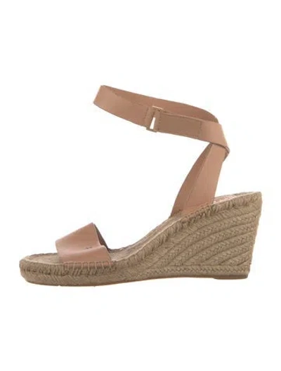 Pre-owned Tory Burch Leather Lasercut Accents Espadrilles In Neutrals