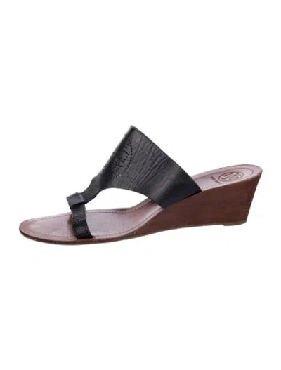 Pre-owned Tory Burch Leather Lasercut Accents Gladiator Sandals In Multi