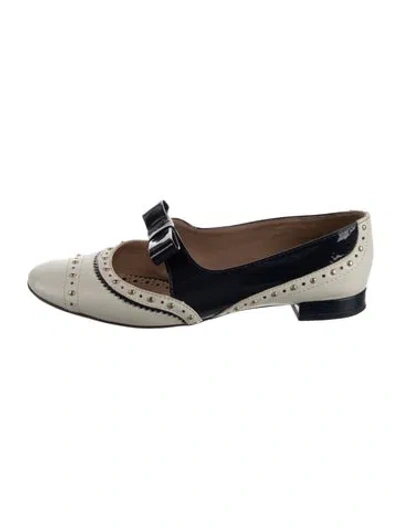 Pre-owned Tory Burch Leather Lasercut Accents Mary Jane Flats In Blue