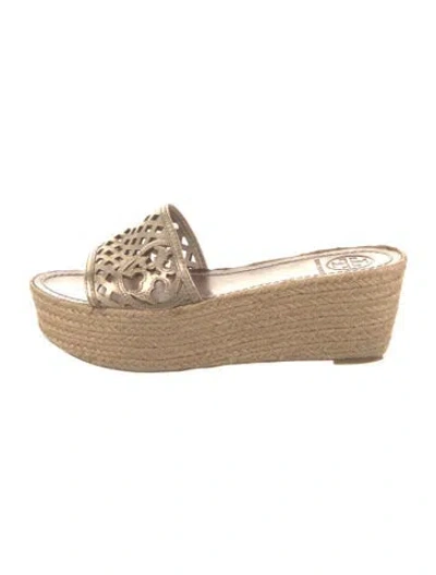 Pre-owned Tory Burch Leather Lasercut Accents Slides