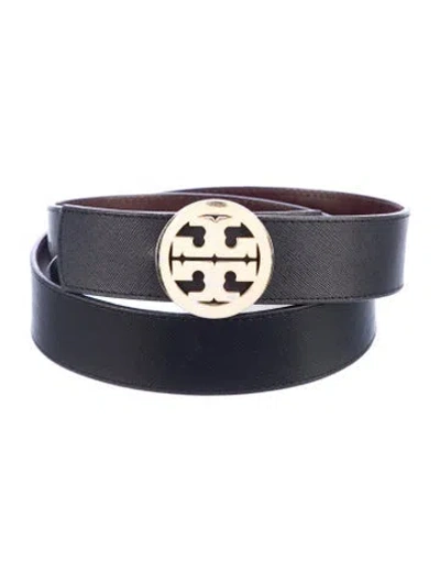 Pre-owned Tory Burch Leather Lasercut Accents Waist Belt In Brown