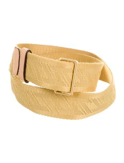 Pre-owned Tory Burch Leather Leather Trim Embellishment Belt In Yellow