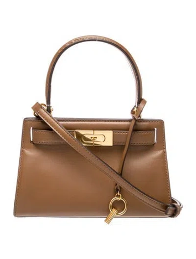 Pre-owned Tory Burch Leather Lee Radziwill Petite In Brown