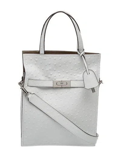 Pre-owned Tory Burch Leather Lee Radziwill Shopper Tote Small In White