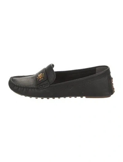 Pre-owned Tory Burch Leather Loafers In Black