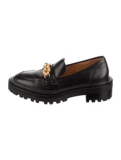 Pre-owned Tory Burch Leather Loafers In Black