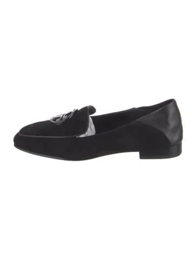Pre-owned Tory Burch Leather Loafers In Black