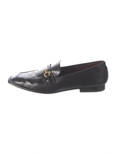 Pre-owned Tory Burch Leather Loafers In Black