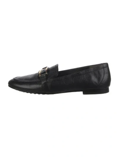 Pre-owned Tory Burch Leather Loafers In Black
