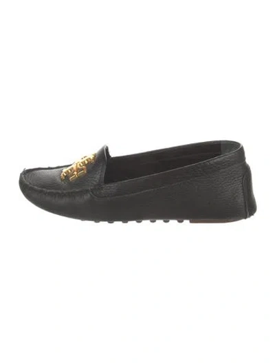 Pre-owned Tory Burch Leather Loafers In Black