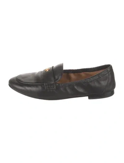 Pre-owned Tory Burch Leather Loafers In Black