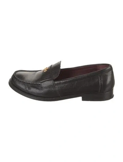 Pre-owned Tory Burch Leather Loafers In Black