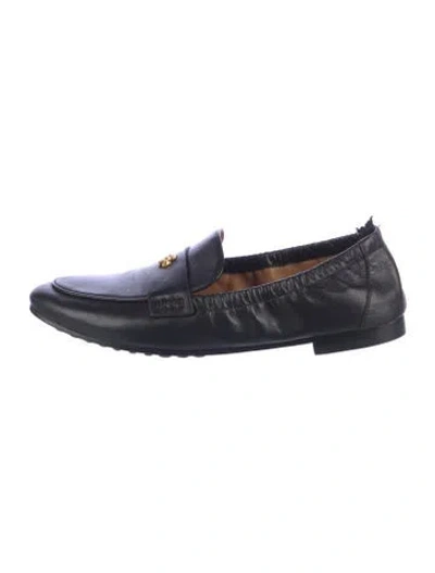 Pre-owned Tory Burch Leather Loafers In Black
