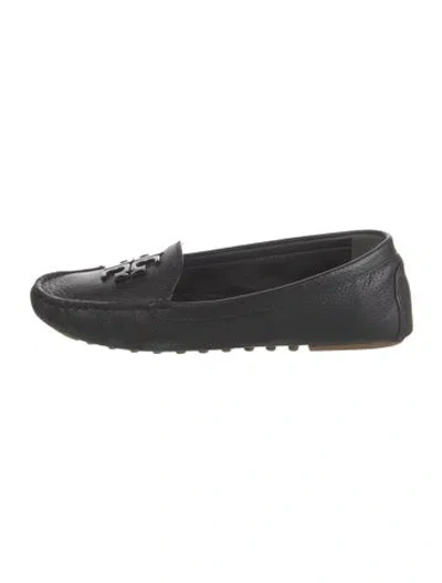 Pre-owned Tory Burch Leather Loafers In Black