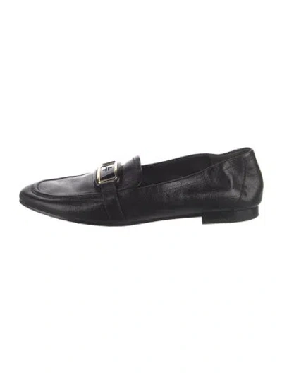 Pre-owned Tory Burch Leather Loafers In Black