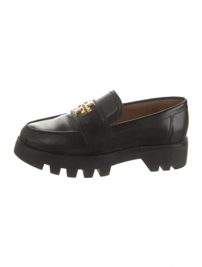 Pre-owned Tory Burch Leather Loafers In Black