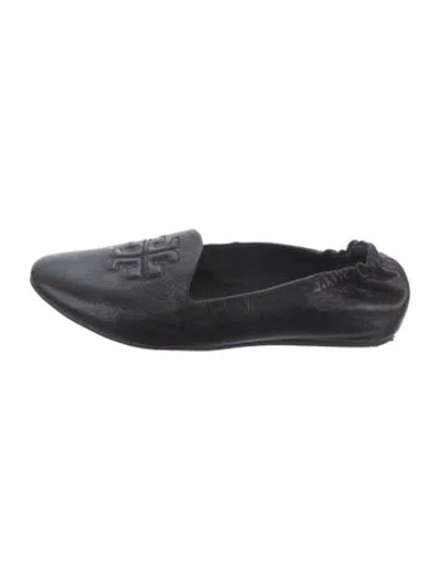 Pre-owned Tory Burch Leather Loafers In Black