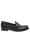 Tory Burch Black Leather Loafers With Small Applied Studs In Black