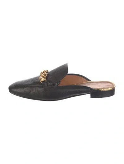 Pre-owned Tory Burch Leather Loafers In Black/gold