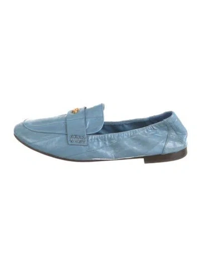 Pre-owned Tory Burch Leather Loafers In Blue