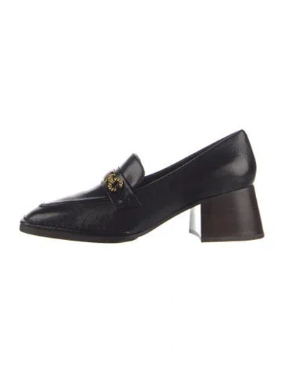 Pre-owned Tory Burch Leather Loafers In Blue